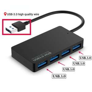 HubPro - 4 portos USB 3.0 USB HUB, 5Gbps nagy sebességű adatátvitel, 15cm rövid kábel, Windows, Mac kompatibilis
