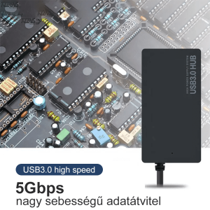 HubPro - 4 portos USB 3.0 USB HUB, 5Gbps nagy sebességű adatátvitel, 15cm rövid kábel, Windows, Mac kompatibilis