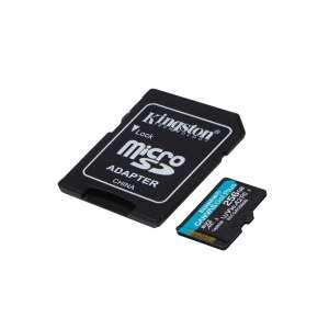 KINGSTON Memóriakártya MicroSDXC 256GB Canvas Go Plus Gen4 200R A2 U3 V30 + Adapter