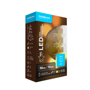Modee Karácsonyi LED Füzér Dekor Elemes + Csipesz C3016 (10LED/90cm/10cm) warm