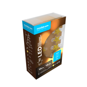 Modee Karácsonyi LED Füzér Dekor Elemes + Csipesz C3016 (10LED/90cm/10cm) warm