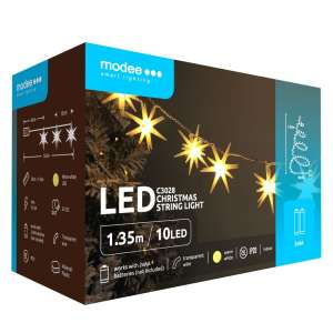 Modee Karácsonyi LED Füzér Dekor Elemes C3028 (10LED/135cm/15cm) warm