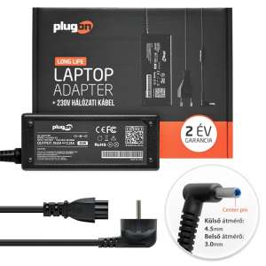 Plugon HP laptop töltő, adapter, 19.5V 2.31A - 45W (notebook töltő)