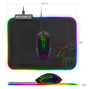 Spirit of Gamer Egérpad - RGB Medium, RGB háttérvilágítás, 350 x 255 x 3mm, fekete