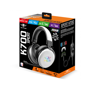 Spirit of Gamer H700 White Mikrofonos Fejhallgató (MultiPlatform, 7.1, mikrofon, hangerőszabályzó, nagy-párnás, fehér)