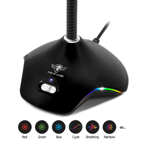 Spirit of Gamer Mikrofon - EKO 300, RGB, USB csatlakozó, 150 cm kábel, Fekete
