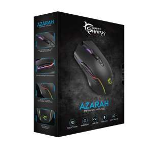 WHITE SHARK AZARAH GAMING EGÉR,FEKETE, 6400DPI, RGB, gumírozott borítás, szoftverrel, 7 gomb
