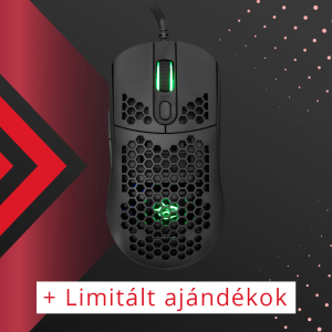 White Shark Galahad gamer egér, fekete, 6.400 DPI, ergonomikus, szövet kábellel